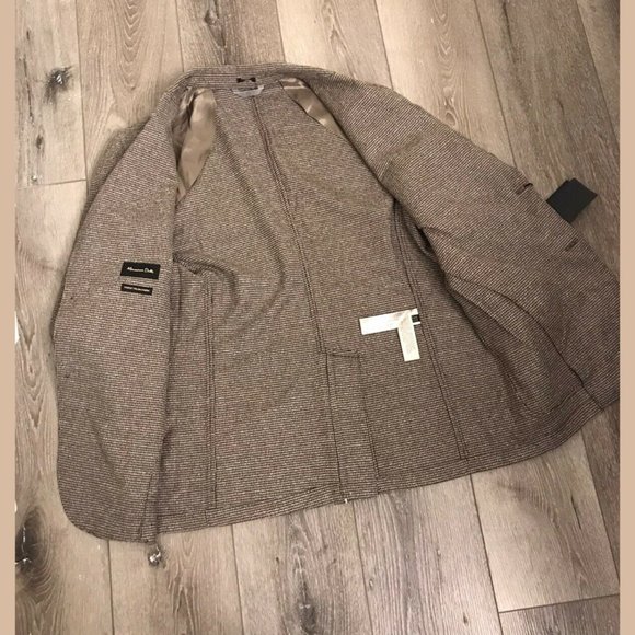 MASSIMO DUTTI Slim Fit Houndstooth Wool Blazer - Picture 8 of 9